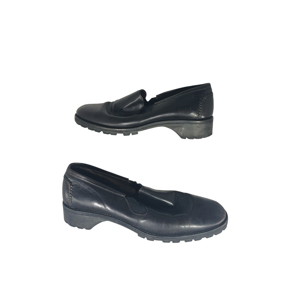 Cole Haan Country Loafers 8B Black Leather Lug Sole Chunky 90s Vintage X777